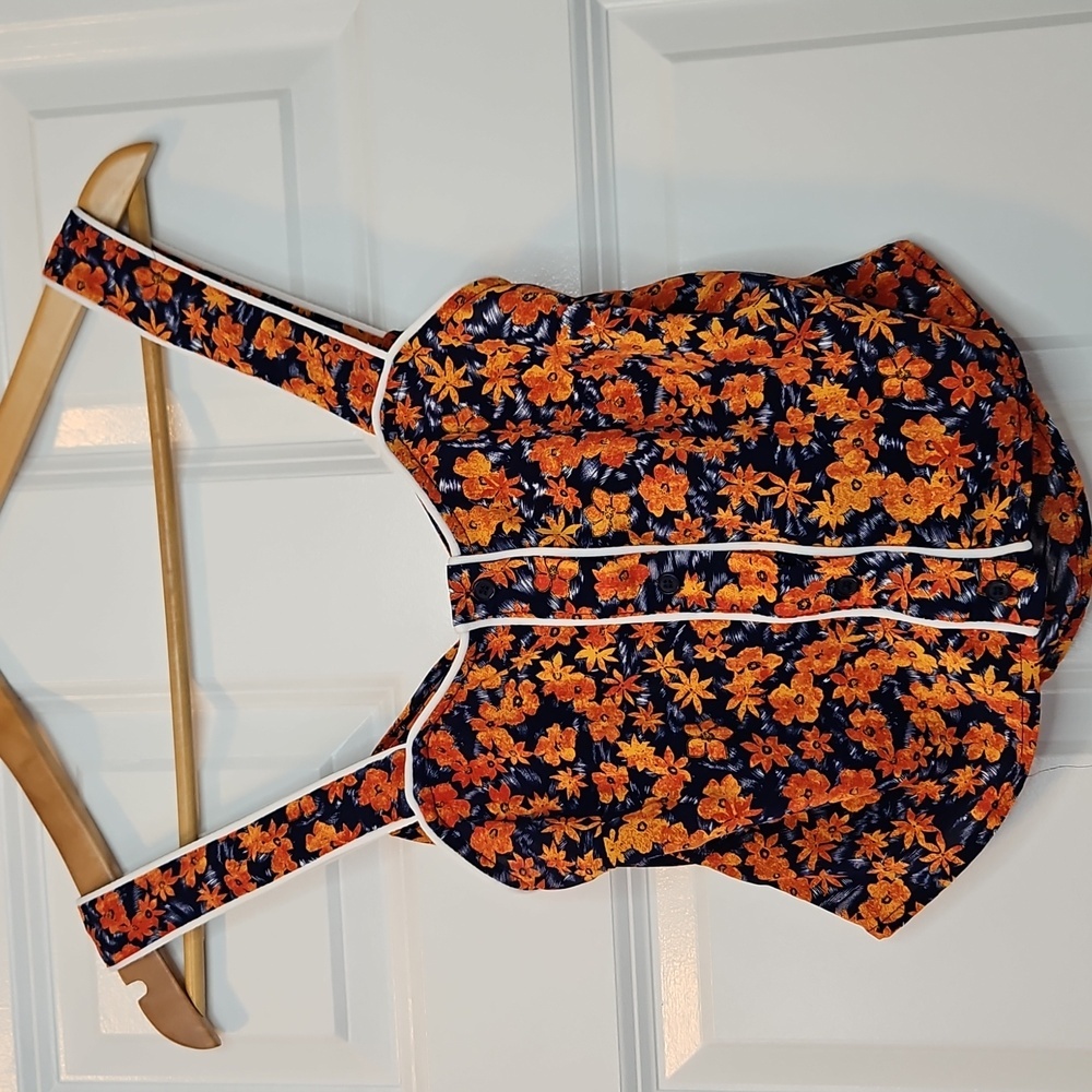 Rochelle Behrens Bow Tie Back 'Stephanie' Floral Crop Tank Top XS - Picture 3 of 7